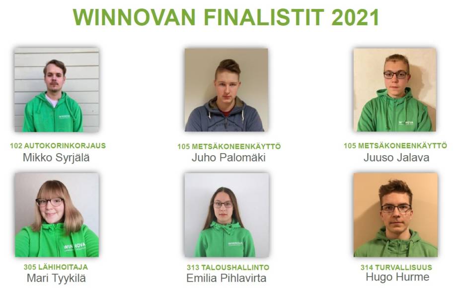 Mikko Syrjälä, Juho Palomäki, Juuso Jalava, Mari Tyykilä, Emilia Pihlavirta ja Nella Parjanen.