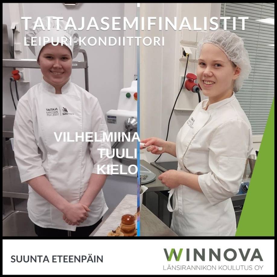 Taitajasemifinalistit Vilhelmiina ja Tuuli.