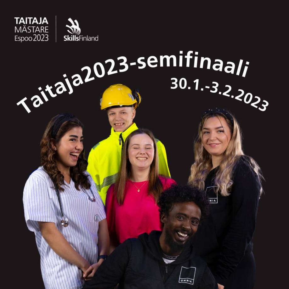 Taitaja2023-semifinaalit järjestetään vk:lla 5 ympäri Suomen. Kuvassa Omnian opiskelijoita eri aloilta.