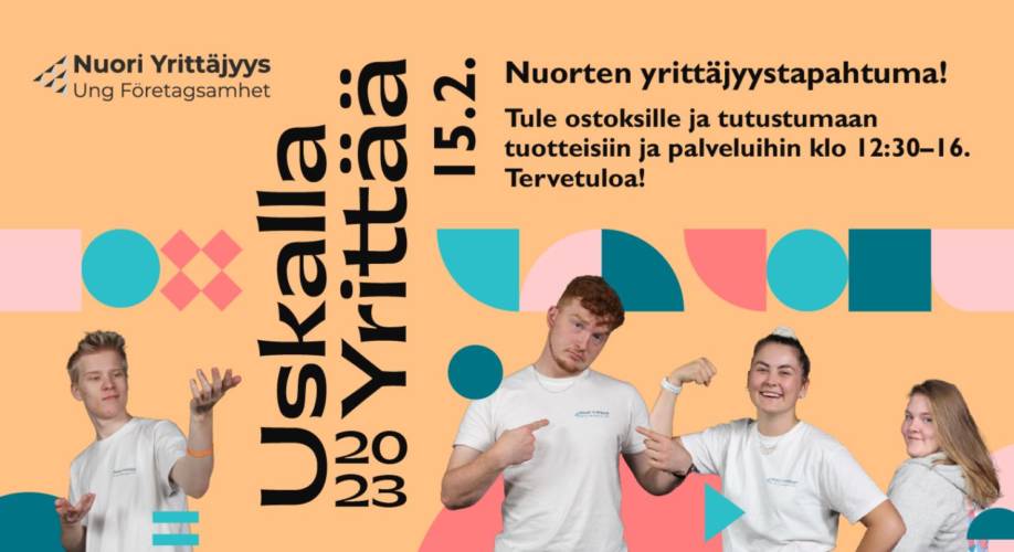 Uskalla Yrittää 2023 on NY-yritysten kilpailutapahtuma, joka järjestetään 15.2. klo 12.30-16.00 Porin Puuvillassa.