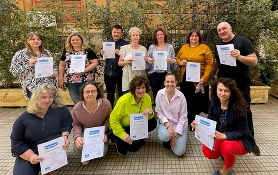 Erasmus+ training course in Palermo Italy, group with course certificates.