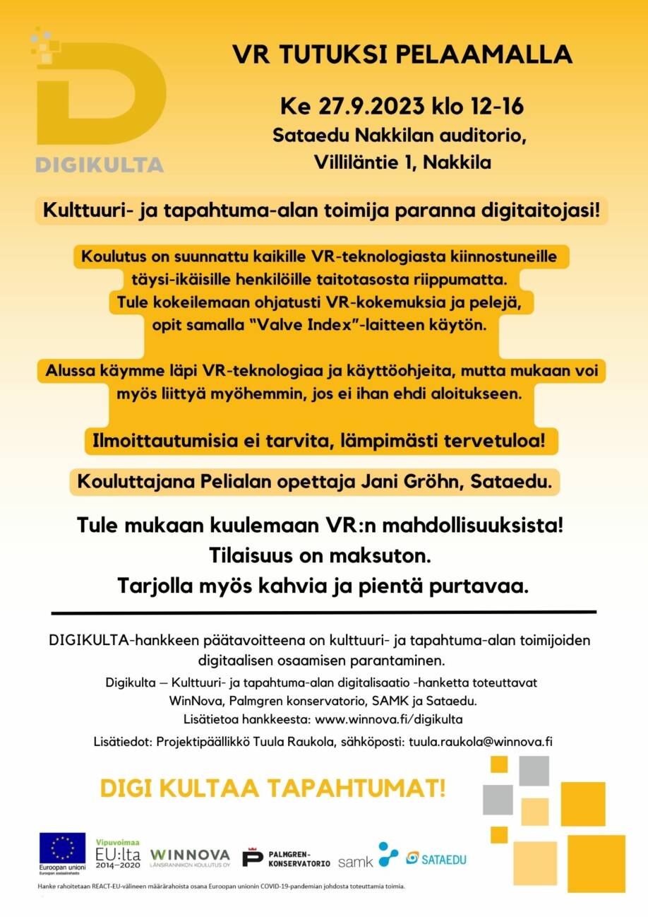 VR tutuksi pelaamalla esittely 27.9.2023 Nakkilassa