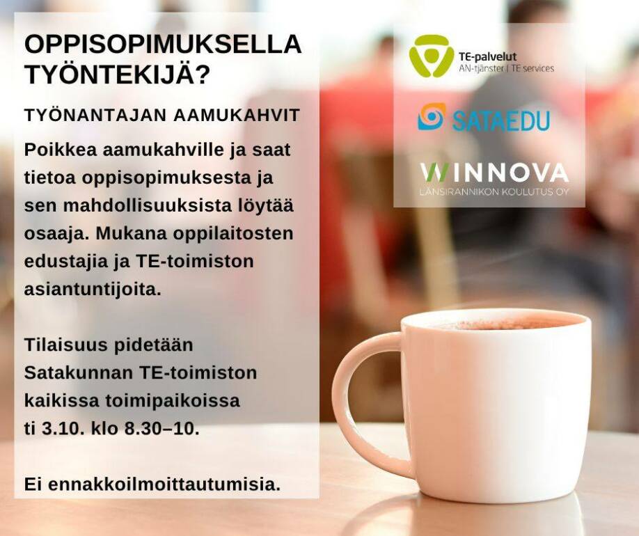 Oppisopimuksella työntekijä - TE-palveluiden aamukahvit 3.10.