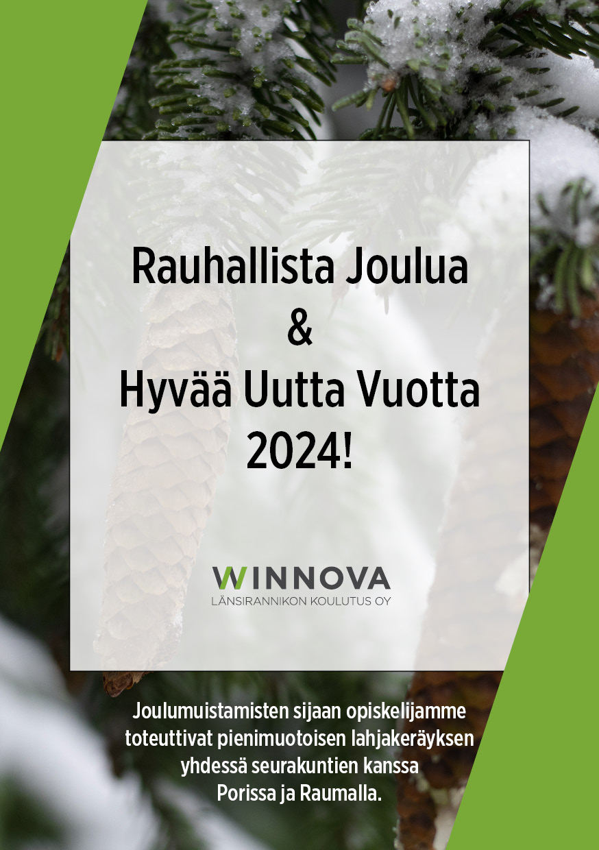 WinNovan joulukortti - Rauhallista joulua ja hyvää uutta vuotta 2024!