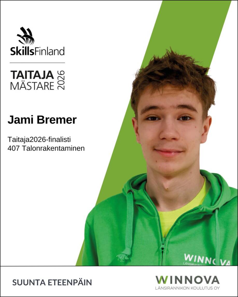 Jami Bremer Taitaja-finalisti.