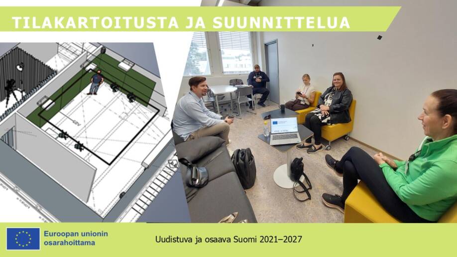 Hankeryhmä kampuksella kokouksessa.